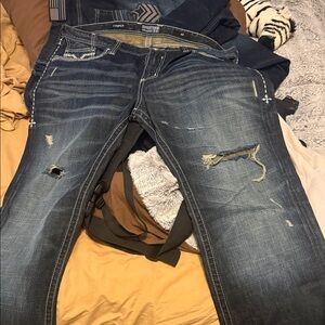 Affliction Men's Blue Distressed Jeans